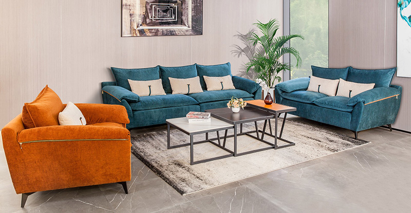 Kombinasi Sofa Bulu Fabrik Ruang Tamu Ringkas Moden 620050