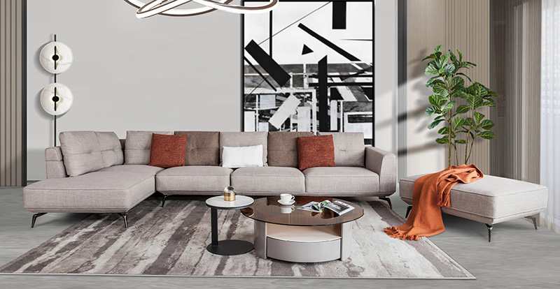 Fabrik Ruang Tamu Moden Dan Simple Saiz Besar Kombinasi Sofa Bulu Sudut 621006